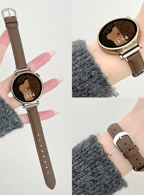 适用oppo手表watchx2mini表带荔枝纹皮质watch4pro女表3/se手表带链女士watch2/1小众时尚ins风秋冬新款简约