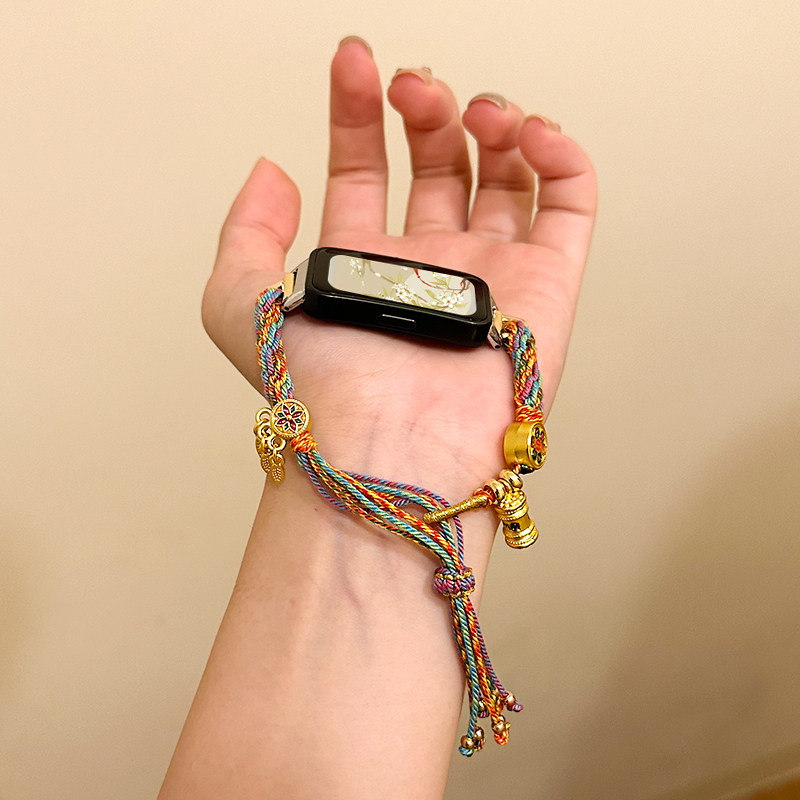 【新中式】psnld适用华为手环10/9/8/7nfc表带民族风编织手绳watch fit2雅致智能运动band9荣耀手环7/6腕带