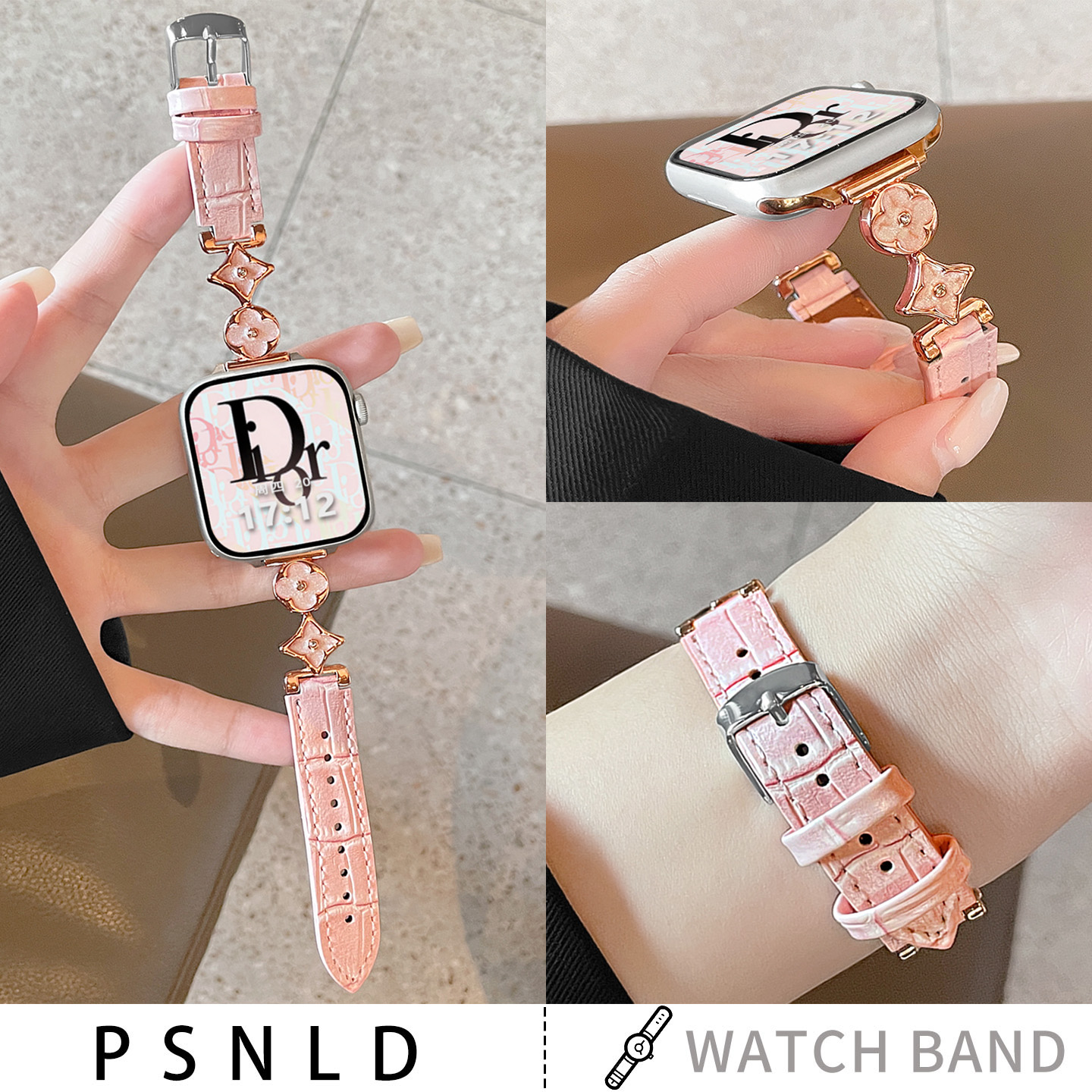 fit4手表带老花竹节纹皮质psnld