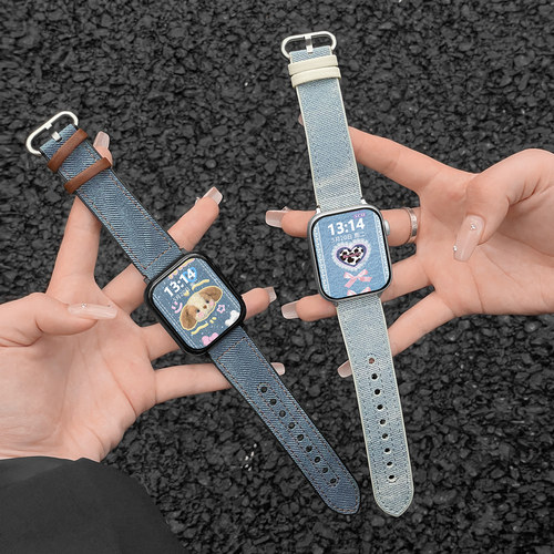 华为手表链牛仔皮psnld