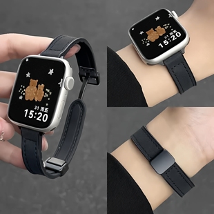 适用华为fit4表带折叠磁吸扣华为watch fit3手表带链疯马皮fit4pro智能fitnew运动腕带硅胶防水小众时尚