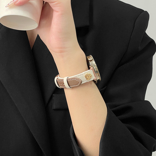 适用华为gt5表带gt6新款 小众41mm gt4皮质watch4运动3pro智能gt2表带女生gt荣耀magic2替换表带创意山茶花时尚