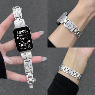 2青春版 6手表带女生可爱Redmi3 高级 psnld适用小米手环9pro表带彩钻小猫小米8pro运动7pro小米红米watch4