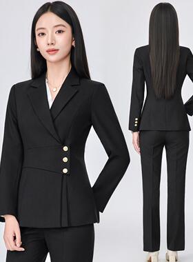 高感黑西装套装女美容F9811珠宝级工作色理服职业装高管经前台正