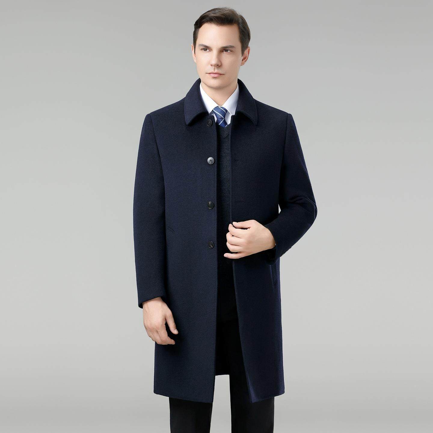 专羊8808-BB毛大绒衣男长商务休闲翻领柜中年爸爸外套保羽内胆暖,男装,毛呢大衣,淘宝优惠券,粉丝福利购,淘宝优惠卷