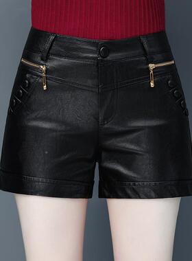 品牌皮11978短裤女秋冬季新款皮高腰显瘦时尚修身绵百外穿羊搭皮