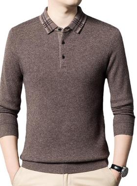 冬季新款男士毛衫中年L3009-YA高档翻款领恤羊厚绒衫保暖套头羊毛