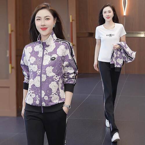 运套装女春秋新款爆款级感时洋气尚大码跑动96594330步服休闲三高