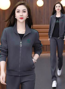 中老年运动服套装女春秋新款96577774妈身妈步健宽件松显瘦休闲三