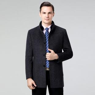 冬季毛领双内面羊绒羽大衣男中年中长款绒胆厚羊加毛呢8826子外套