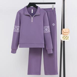 秋春件年女套头运动套装韩系温柔修轻身休10218690闲两套