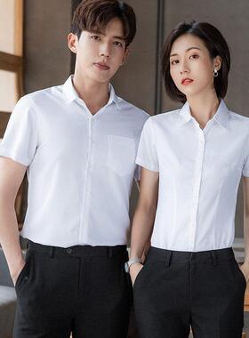 橙色衬衫男同款短袖橘职业装女色面试正衣装AL675880白衬工作服绣