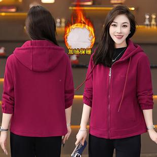 连运闲动套装女秋冬新款宽松洋气妈妈加加厚98487055帽卫衣休两绒