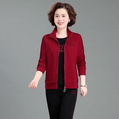 中老年秋女装套装新款年女春外套妈秋妈装休闲70086006三中件套