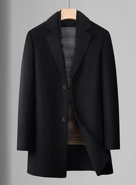 羊毛长双面呢大衣男中款季可拆卸年羽绒内冬胆西服外套中老爸C850