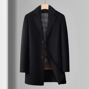 羊毛长双面呢大衣男中款季可拆卸年羽绒内冬胆西服外套中老爸C850
