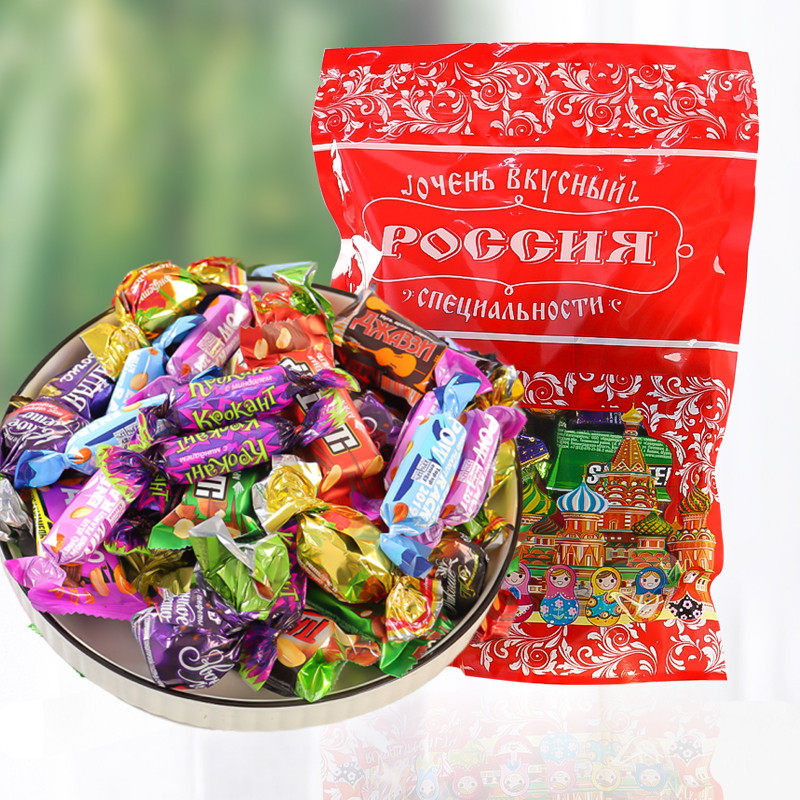 俄罗斯巧克力糖果混合装进口KDV紫皮糖年货散装喜糖夹心糖零食品.