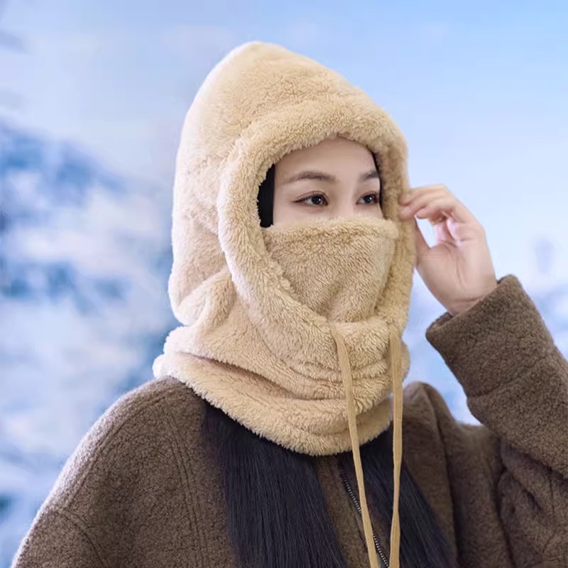 帽子围脖一体秋冬加绒加厚