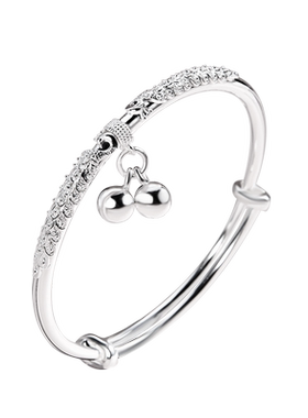 宝茉孔雀女9999足银铃铛手镯实心