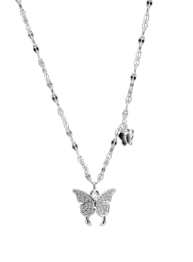 宝茉S925纯银女蝴蝶轻奢项链时尚