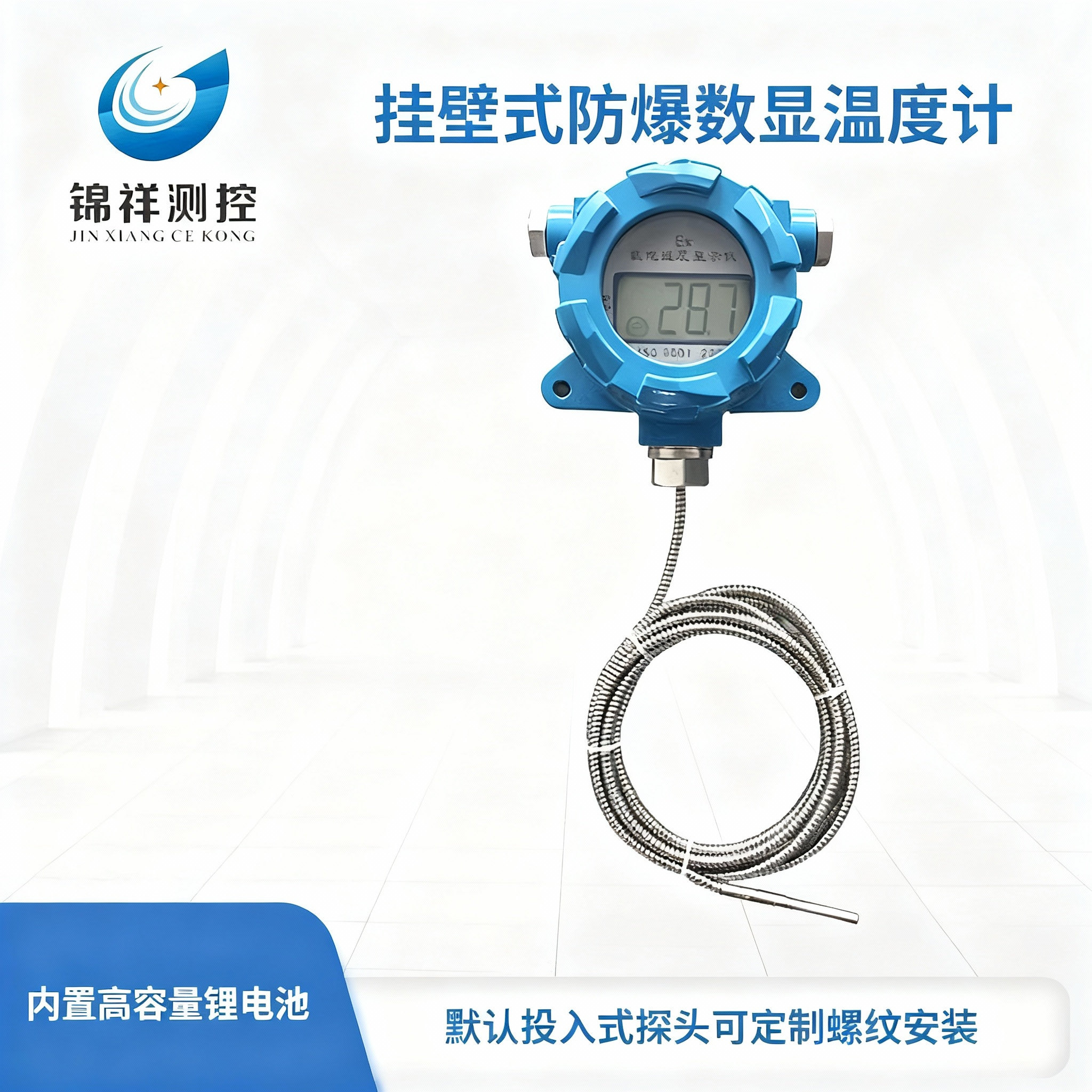 高精度挂壁式防爆就地显示数字数显温度计防水工业仪表投入线缆式