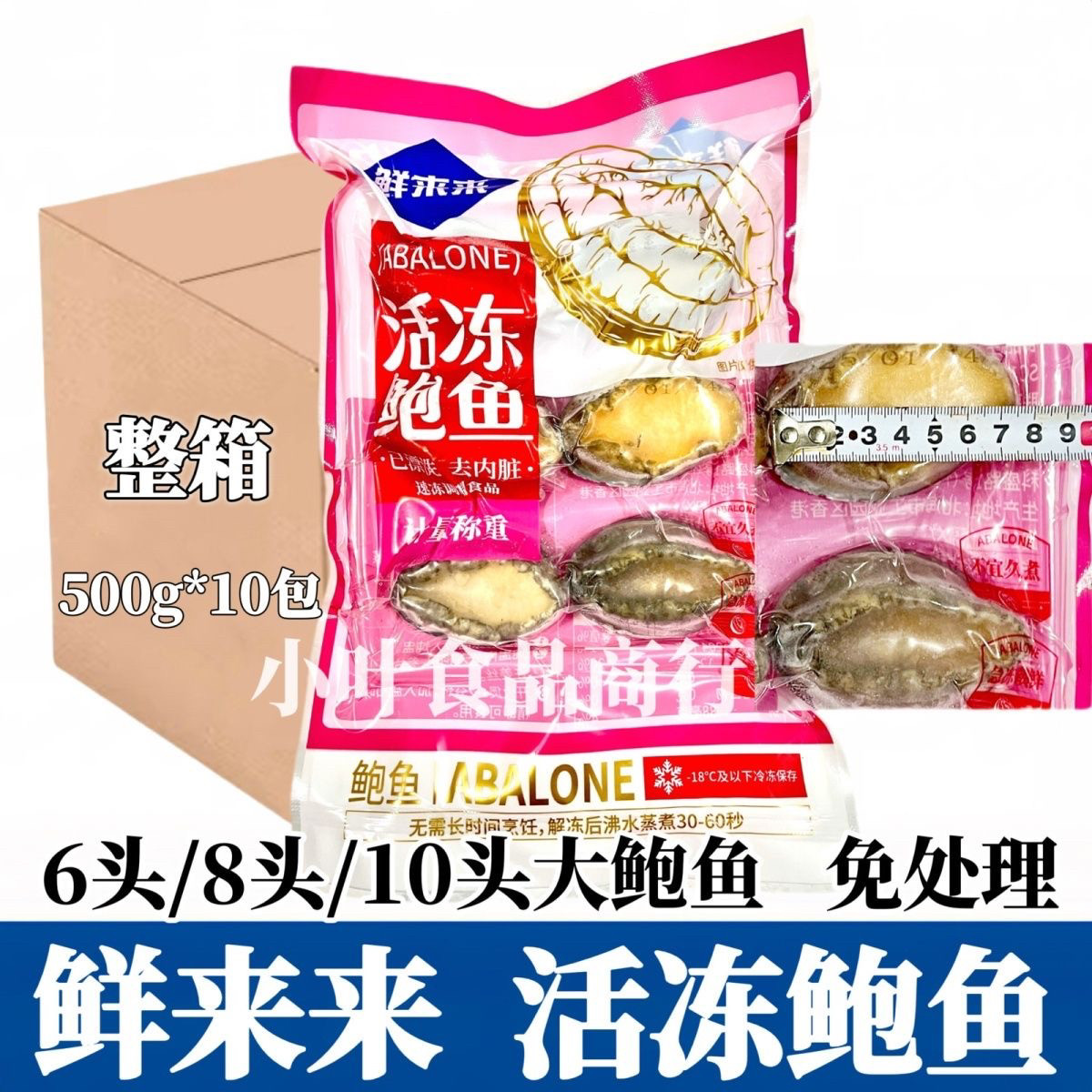 鲜来来活冻鲍鱼整箱6只*10袋大鲍鱼酒店宴席年夜饭海鲜食材商用