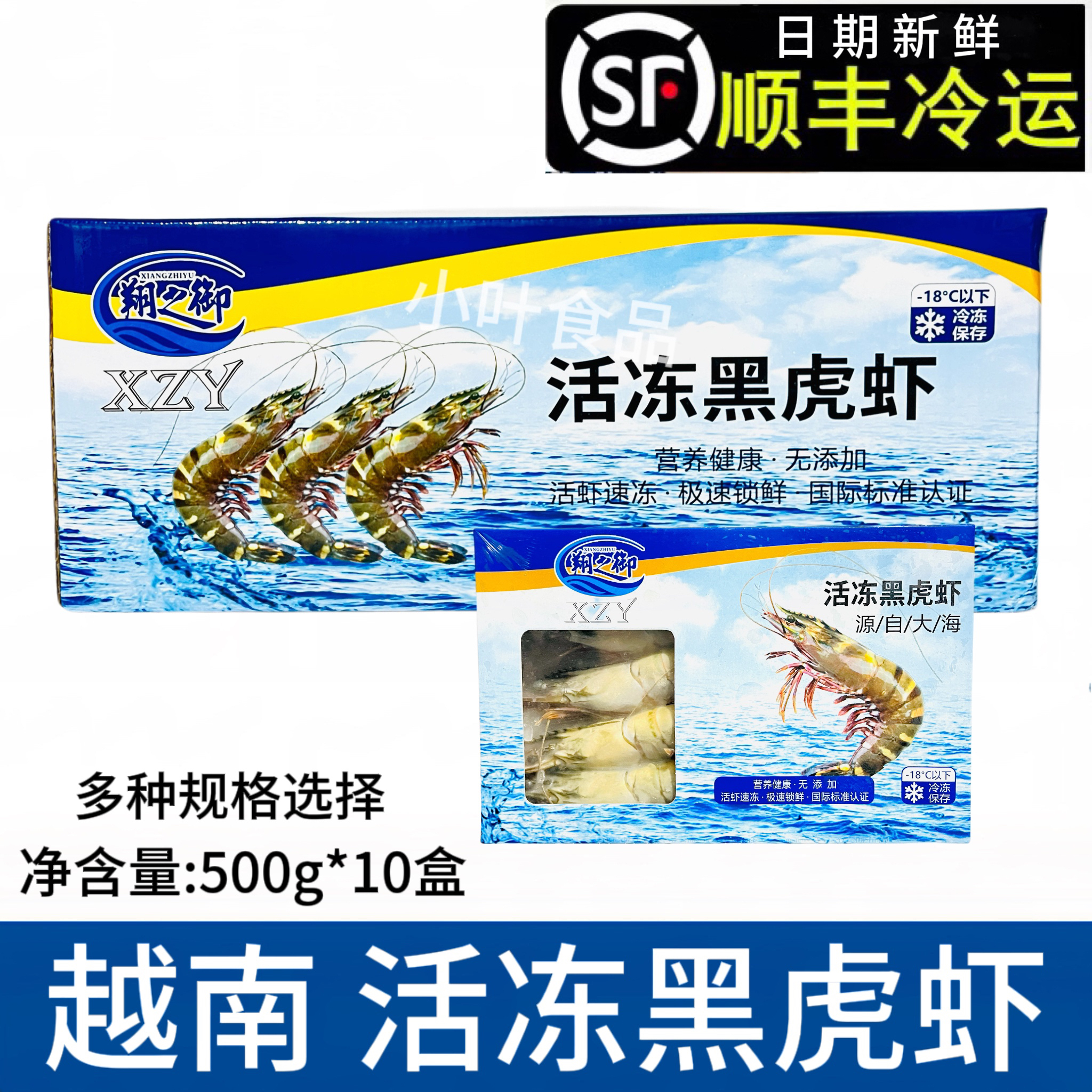 活冻越南黑虎虾整箱10盒特大