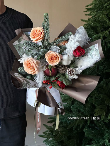 咔拉圣诞童话新款包花纸鲜花束花艺diy平安夜节日礼物苹果包装纸
