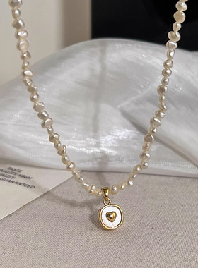 巴洛克淡水珍珠项链简约感锁骨链