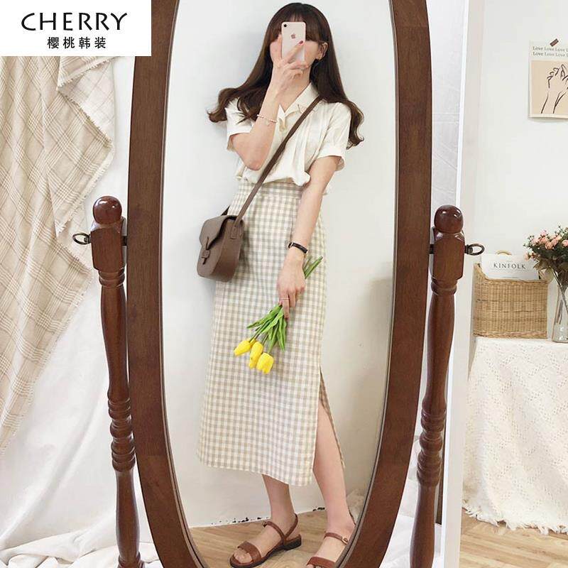 summer Korean Edition longuette lattice Split ends skirt Mid length version Straight Skirt student Versatile Pants skirtin the Women's clothing/Boutique , Skirts  category - from Buy2taobao.com to provide professional Taobao agent buy service