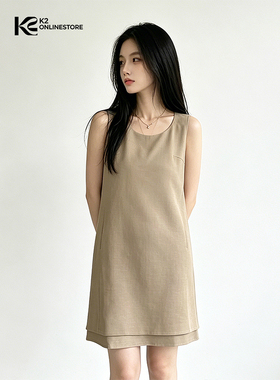 K2 ONLINESTORE 老钱风简约圆领背心连衣裙女夏季时尚宽松短裙子