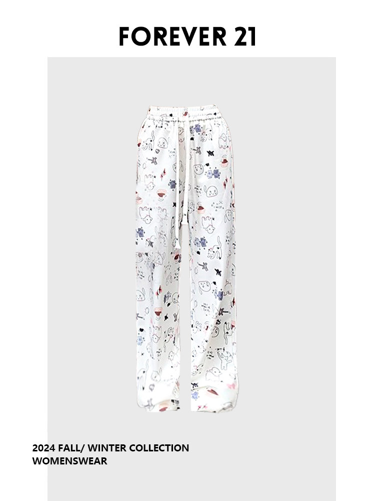 Forever 21 Qadın Yay Düz Biçimli Printli Şalvar