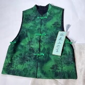 国风立领马甲叠穿背心 419 水墨绿色新中式 衣长55