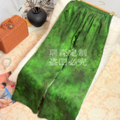 裤 753 腰围62 百搭气质 长100 国风扎染松紧腰花萝直筒裤