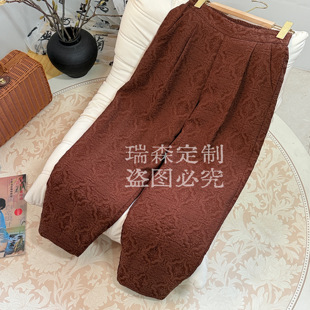 裤 928 腰围66 纯色提花小脚棉裤 长94 加厚夹棉中式