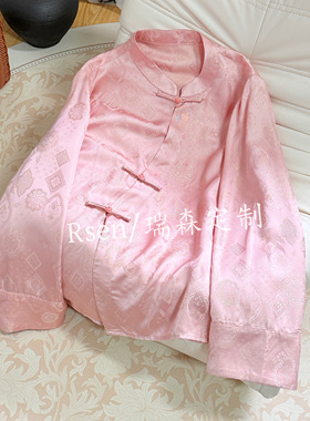 2669 新中式国风立领斜襟长袖衬衫上衣T恤内搭