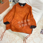 769 衣长61 胸围100 重磅满丝花萝立领中袖 上衣T恤国风