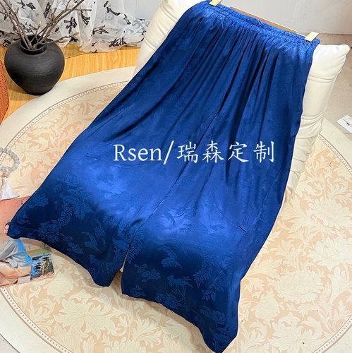 2698 喜上枝头 国风中式松紧腰纯色提花花苞裤百搭气质夏季