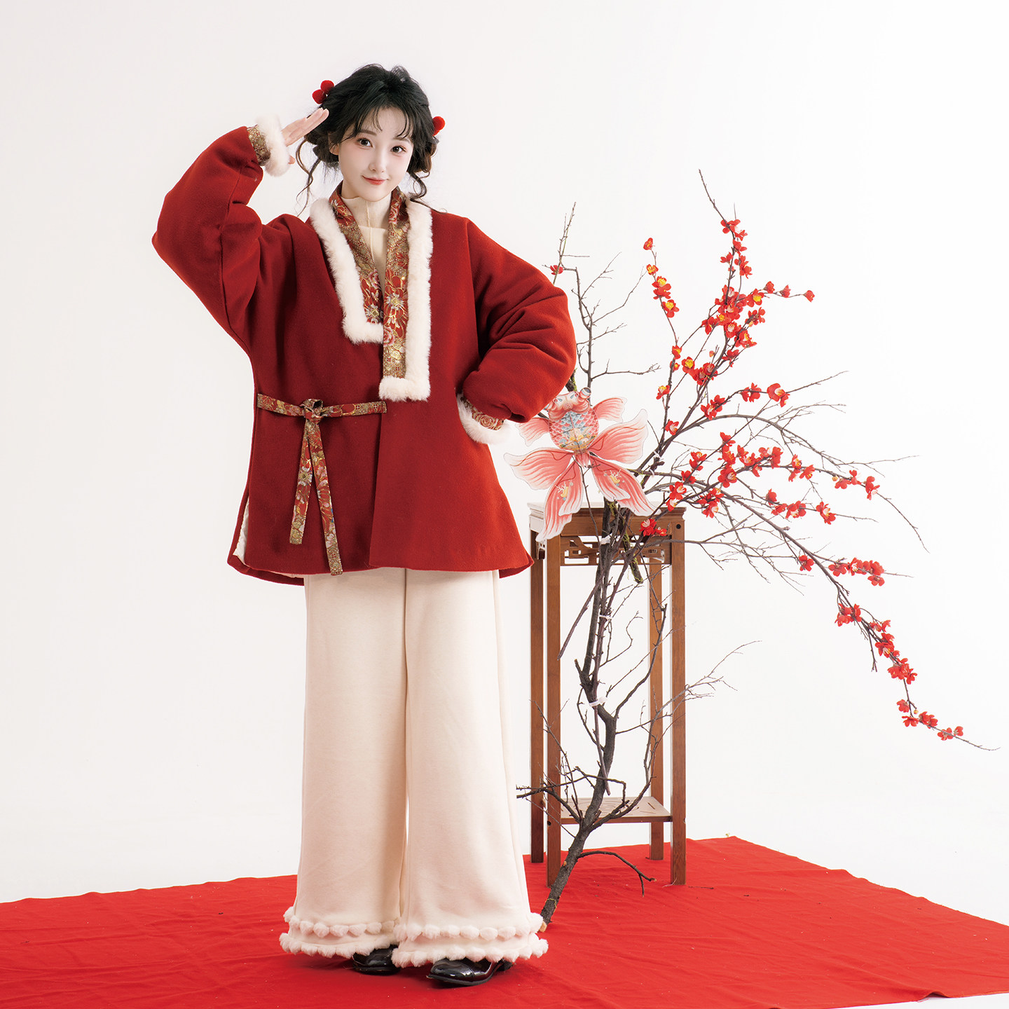 芷蘅间 福至春熙 汉服元素秋冬保暖羽绒对交穿红色拜年服新年战袍,女装/女士精品,汉服套装,淘宝优惠券,粉丝福利购,淘宝优惠卷