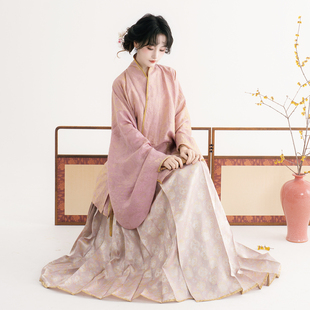 粉国风日常可穿套装 原创明制汉服女领提花短衫 光碎满衣 芷蘅间