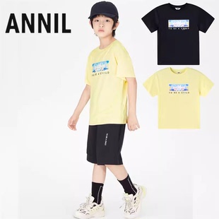AB321704正品 安奈兒童裝 T恤打底衫 針織衫 男童夏裝 速干圓領短袖