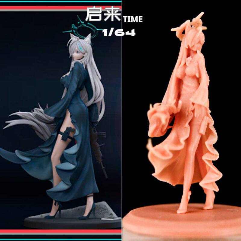 微缩1:64蔚蓝档案砂狼白子沙盘手办拍摄道具经典型涂装白模小人偶