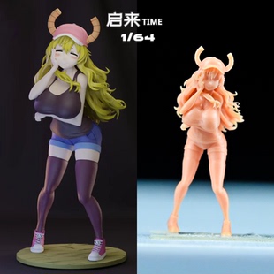 微缩白模小林家的龙女仆露科亚丰满黑丝兽娘二次元手办涂装小人偶