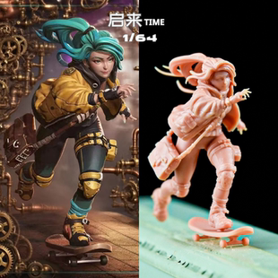 1/64滑板女孩潮玩GK手办涂装模型未上色打印树脂高级国产微缩白膜