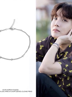 防弹少年团郑号锡JHOPE同款手链银气质韩版