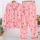 春秋季 薄款 加肥加大码 卡通宽松款 月子服套装 250斤睡衣女夏长袖