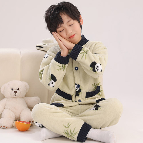 A类冬季儿童加厚法兰绒睡衣
