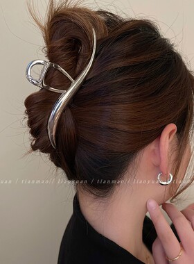 简约高级感金属发夹女后脑勺发卡时尚通勤风盘发抓夹大号气质鲨鱼