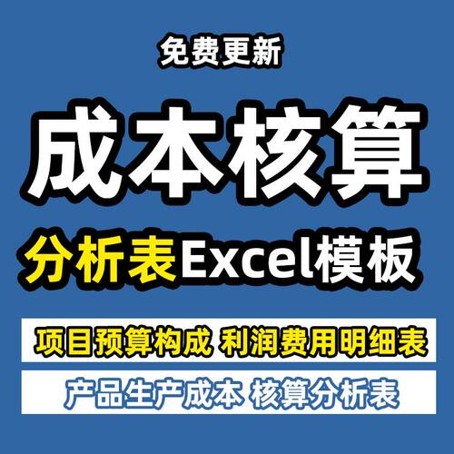 公司企业产品生产人力项目材料成本核算构成统计分析表Excel模板
