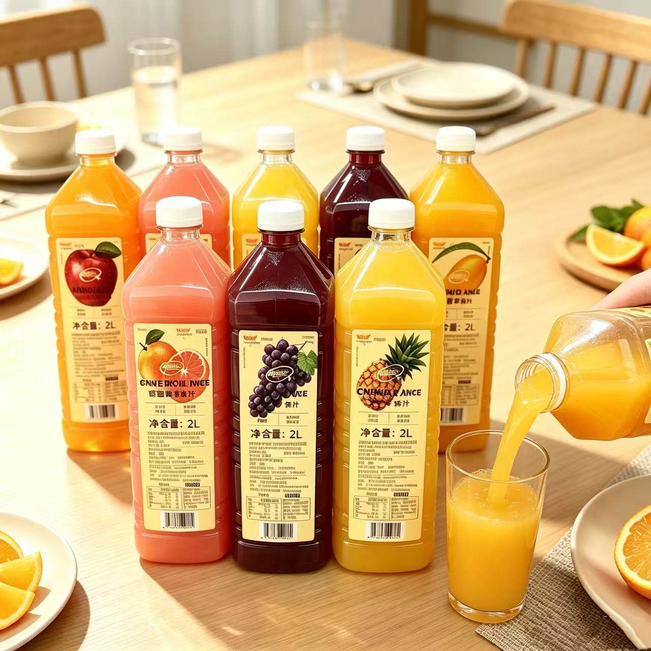 橙宝新2L橙汁菠萝红西柚苹果非浓缩果汁饮料调鸡尾酒基酒酒店早餐